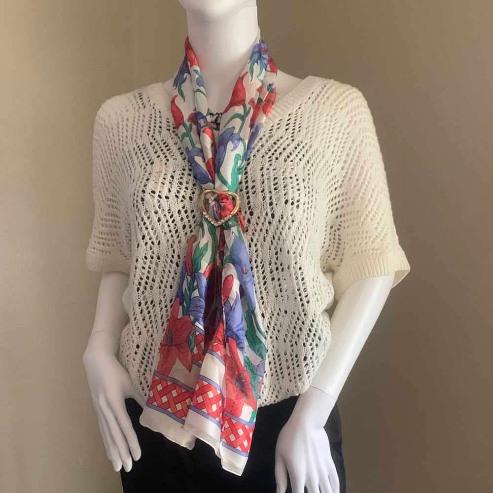 Lily Floral Print Berkshire Italian Scarf vintage